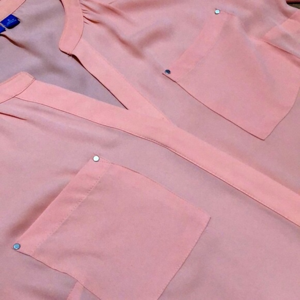 Peach Button Down Blouse - image 3